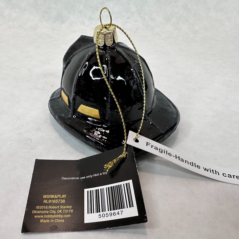 Fire Fighter Christmas Ornament Set of 3 Fire Truck Helmet Fireman Captain NEW - Picture 12 of 16